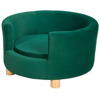 PawHut Sofá para Perros Cama para Mascotas, Funda Lavable, Sofá para Gatos con Respaldo y Patas de Madera, Sofá para Perros Pequeños de hasta 4,5 kg, Verde