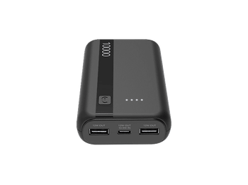 Powerbank - CellularLine Essential, 10000 mAh, 12 W, Hasta 72h de carga, USB C, A, Negro