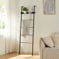 toallero escalera oksnes con estante  acero 160x50x275cm - negro encasa