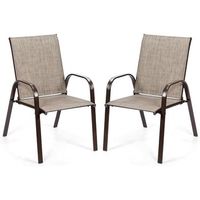 conjunto de 2 sillas jardin exterior textilene tela facil de secar costway 56 x 72 x 90 cm gris