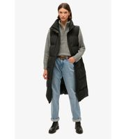 superdry para mujer w5011803a chaleco acolchado de linea larga negro xs casual poliester reciclado sostenible