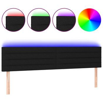 Cabecero Cama | Panel De Cabecera Con Led De Tela Negro 180x5x78/88 Cm