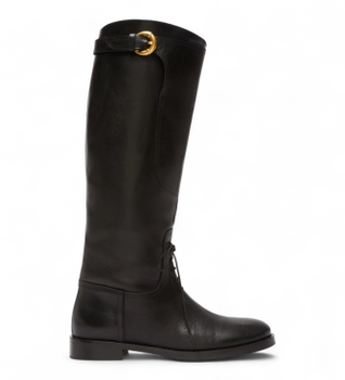 Weekend Max Mara para mujer. 2525796015600 Botas de piel Visby negro (39), Plano, Cordones, Casual, Clásico