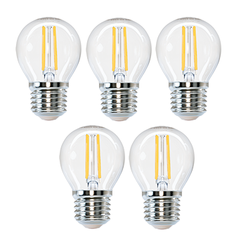Aigostar Bombilla Led E27 luz calida 2700K,,470 Lúmenes, 4W Equivalente a 40 W, G45 Ángulo De Apertura:360°,No Regulable,Pack De 5 Uds