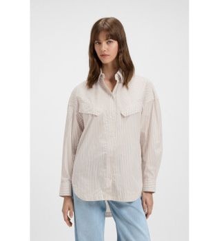BOSS para mujer. 50543554 Camisa Bostaffa beige (S), Casual, Algodón, Clásico, Manga larga