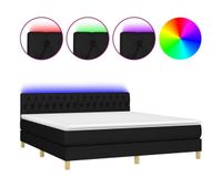 cama box spring con colchon led tela negro 160x200 cm diseno de botones