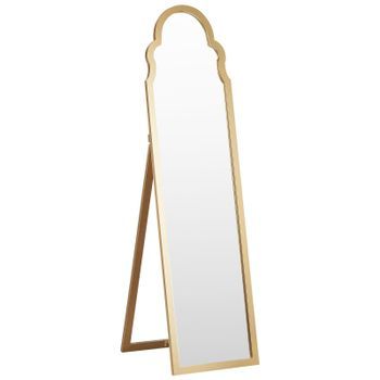 Espejo De Pie Dorado 40 X 150 Cm Mdf Soporte Marco Decorativo Moderno Chatillon