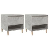 pack 2 uds mesitas de noche  mesa auxiliar  mesilla contrachapada gris hormigon 50x46x50 cm