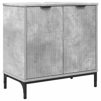 Armario De Lavabo | Gabinete De Lavabo Para Baño Gris Concreto 60,5 X 33,5 X 61 Cm