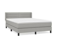 cama box spring con colchon tela gris claro 140x190 cm rayas horizontales