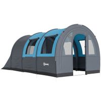 outsunny tienda de campana plegable para 5-6 personas con 2 habitaciones y bolsa de transporte impermeable 480x260x200 cm gris   aosom espana