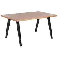 mesa de comedor madera clara negro 150 x 90 cm tablero mdf roble patas lenister