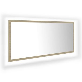 Espejo De Baño Led Acrílico Color Roble Sonoma 100x8,5x37 Cm Vidaxl