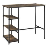 mesa de bar con 3 estantes vaxjo 100 x 109 x 60 cm acero y tablero de fibras mesa alta en negro y efecto de madera tono oscuro encasa