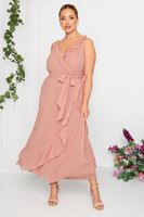 yours london vestido dama de honor cruzado rosa mujer curvy y tallas grandes yours london