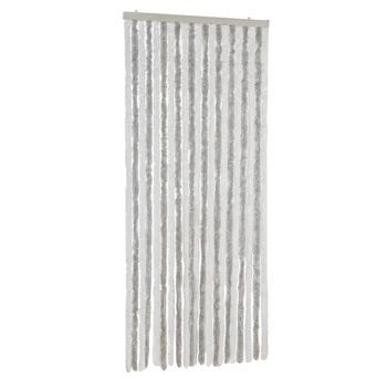 Cortina Antimoscas Chenilla Gris Claro Y Blanco 90x200 Cm Vidaxl