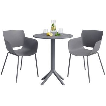 Set De Muebles De Jardín Siora Con 2 Sillas Para Balcón Y Terraza Plástico Gris Oscuro 60x168x80 Cm Clp
