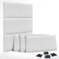 dhome juego de 6 paneles tapizados de polipiel premium pack autoadhesivos para pared acusticos absorbentes proteccion blanco 60x40cm x6