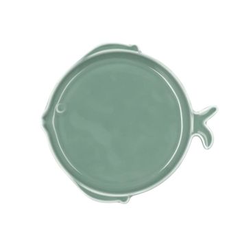 Plato pez porcelana verde 19 cm