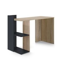 mesa escritorio tokio mesa de oficina con 2 estantes 120x50x86 cm color negro y roble