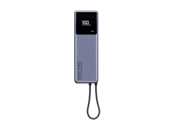 Powerbank - Xiaomi PB1165M, 10000 mAh, 1x USB-C, 165W, Cable Integrado, Pantalla Inteligente a Color, Gris metálico