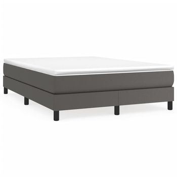 Estructura De Cama Con Somier Cuero Sintético Gris 140x200 Cm Vidaxl