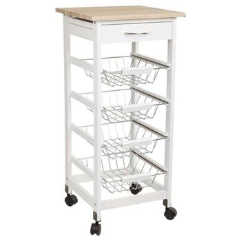 Carro de cocina de madera de pino y dm blanco