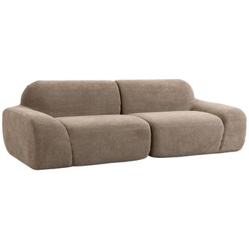 HOMCOM Sofá de 3 Plazas de Chenilla 244 cm con Asiento y Reposabrazos Amplios Muelles Ensacados Marrón Claro   Aosom España