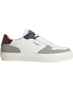 de PEPE JEANS - ZAPATILLA YOGI STREET CASUAL PIEL -GRIS BLANCO