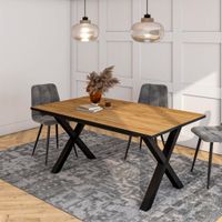 mesa comedor efecto madera roble y negro 167x90x74cm