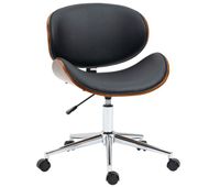 vinsetto silla de oficina con ruedas silla de escritorio tapizada en pu con asiento ancho y curvado de madera respaldo acolchado altura ajustable diseno sin brazos para casa oficina negro