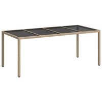 mesa de jardin  mesa de exterior beige 190 x 90 x 75 cm ratan sintetico