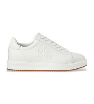 Lauren Ralph Lauren para mujer. 802959228001 Zapatillas de piel Ainsley blanco (41), Plano, Cordones, Casual