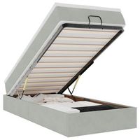 cama individual  cama para adultos  estructura cama otomana colchon terciopelo gris claro 100x200cm