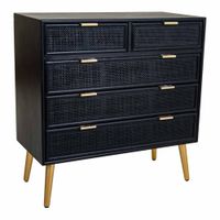comoda de madera y rejilla lacado negra 80x395x81