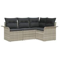 conjunto de sofa de jardin 4 piezas  mueble de jardin gris claro ratan sintetico