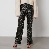 rotate birger christensen printed faux leather straight-leg trousers - dk 42uk 14