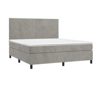 cama box spring colchon y led terciopelo gris claro 160x200 cm diseno plano