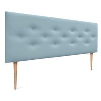 dhome cabecero de polipiel con 3 hileras intercaladas de botones y patas cabezal tapizado cama lujo celeste 145cm