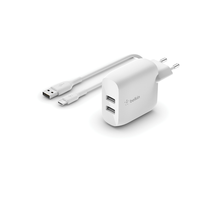 dual usb-a wall charger w1m pvc a-c 24w