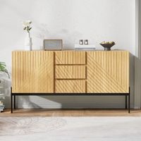 aparador - mueble de salon - tablero de particulas y metal - natural 140x40x75cm