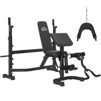homcom banco de pesas banco de musculacion con respaldo inclinable y soporte de barras para entrenamiento 187x140x117-136 cm negro   aosom espana