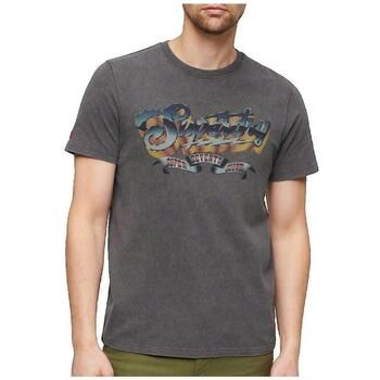 Superdry Camiseta T-shirt Rock Graphic Band gris anthracite para hombre