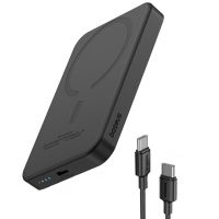 power bank baseus 5000mah con carga inalambrica magsafe 20w negra  cable usb-c a usb-c 30cm negro