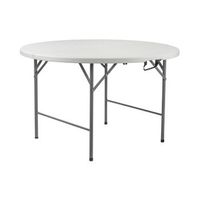 mesa plegable portatil resina o121cm blanco efecto granito 7house
