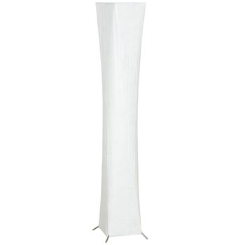 HOMCOM Lámpara de Pie Moderna con Interruptor de Pedal, en Acero y Tejido, 25x25x129 cm, Blanco y Plata   Aosom España