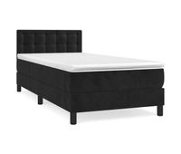 cama box spring con colchon terciopelo negro 90x200 cm botones