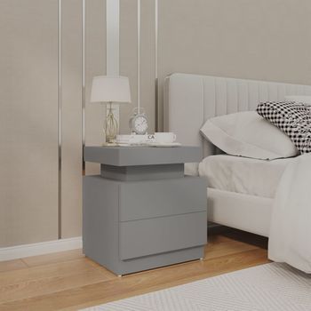Mesita De Noche - Mueble Para Dormitorio - Madera Contrachapada - Gris (45x35x52cm)