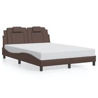 estructura de cama viana sin colchon cuero sintetico marron 120x200cm vidaxl