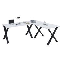 vcm vcm escritorio de madera  escritorio de esquina plain  190x190  l forma izquierda o derecha  panel de mesa de trabajo 50 cm de profundidad mesa de ordenador muebles de oficina - lona x negro  blanco